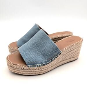 Nordstrom Rack Claire Jute Wedge Slide Sandal Women's Light Blue Size US9M EU40